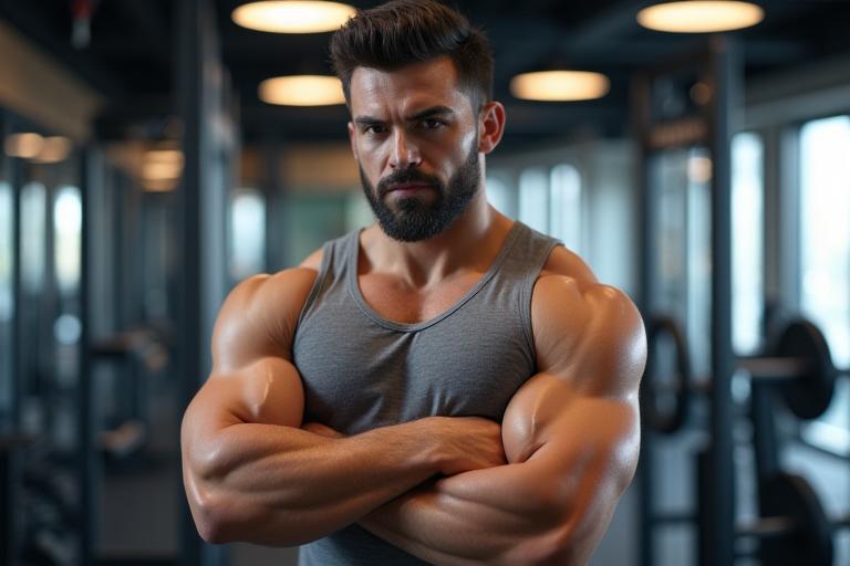 Fotografía de un entrenador personal en un gimnasio