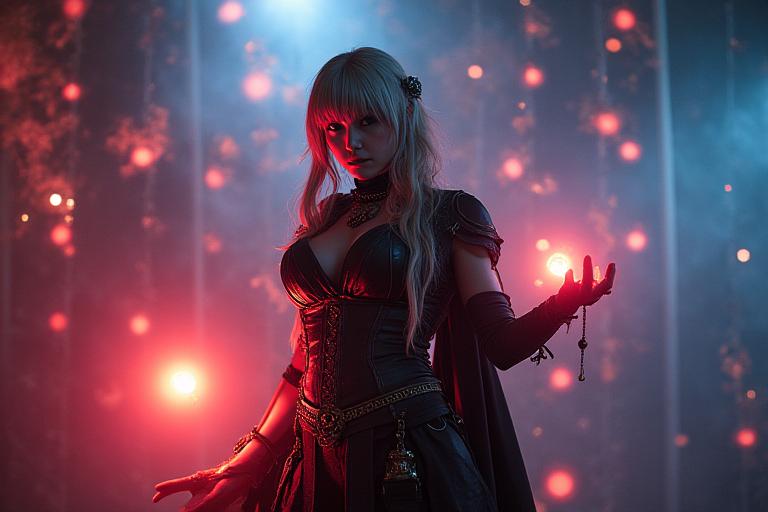 Cosplayer posando en una sesión de fotografía temática